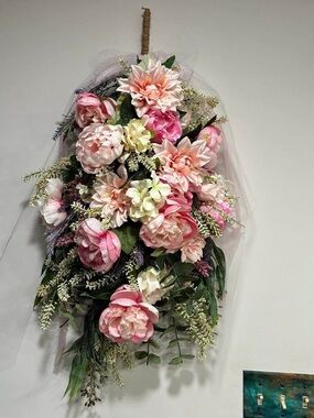Pink Floral Hanging Swag - Decorative Wall Accent